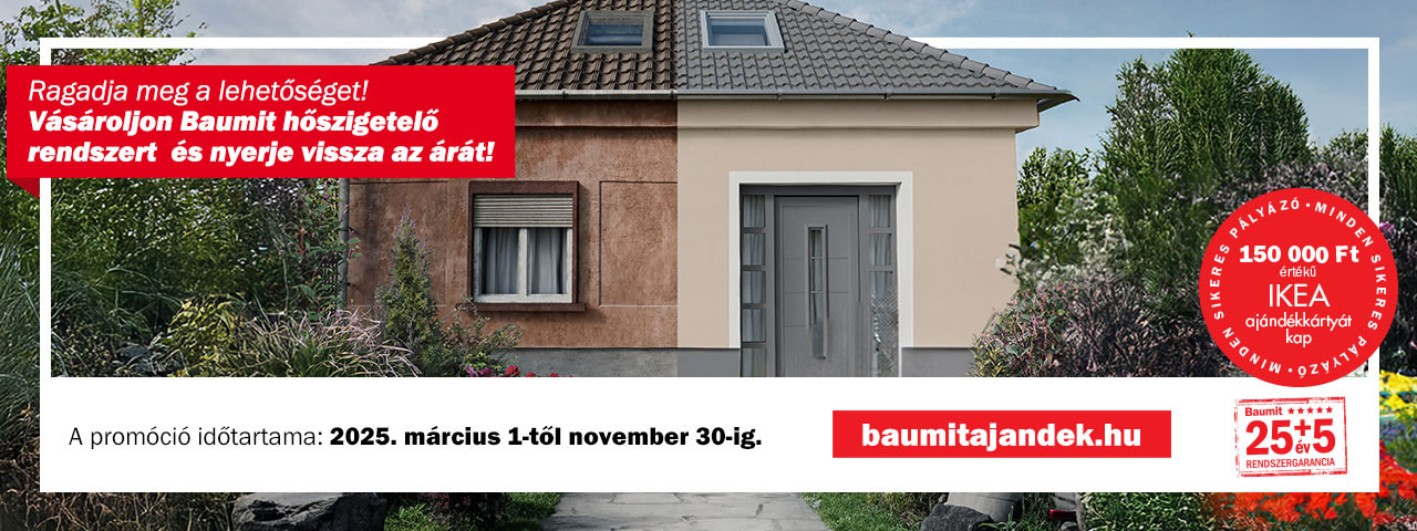 Vásároljon Baumit hőszigetelő rendszert és nyerje vissza az árát!